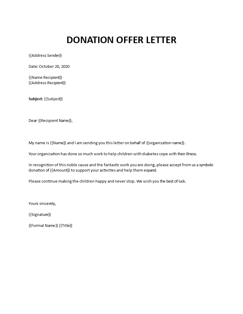 donation offer letter template