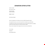 Donation Offer Letter example document template