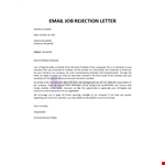 Job Rejection Email example document template