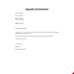 Inquiry Letter Reply example document template 