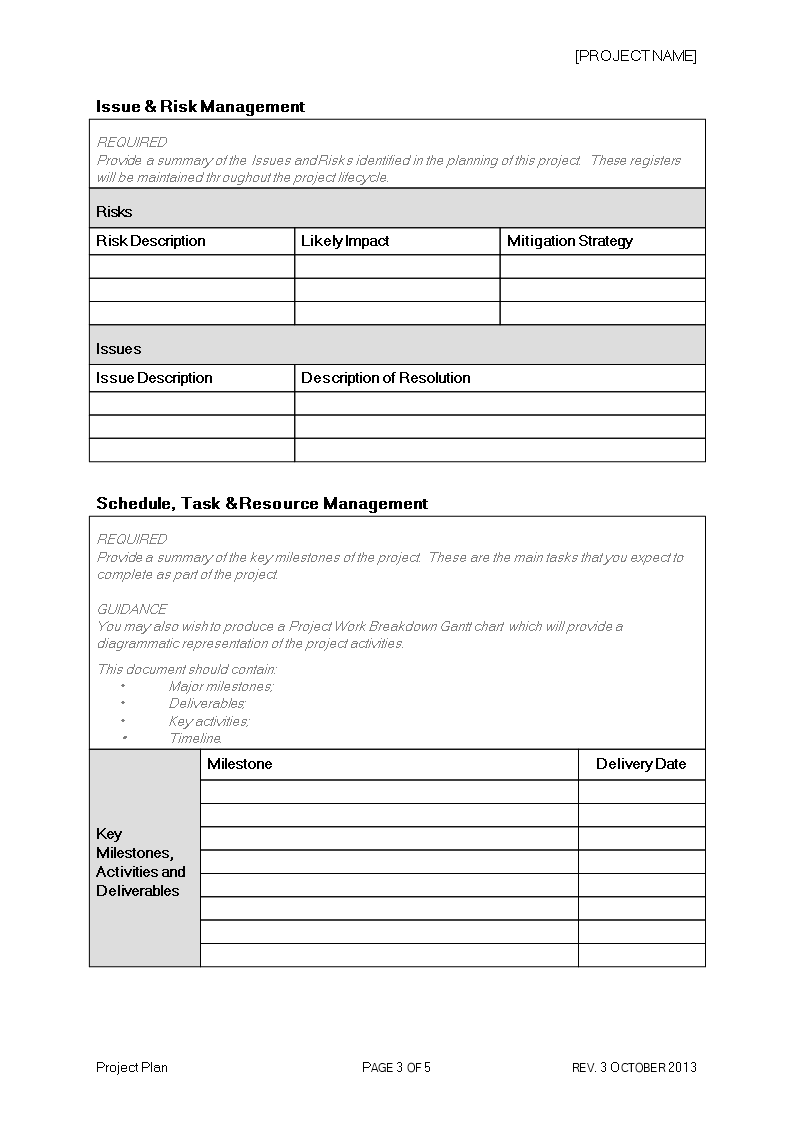 project plan template in word sample