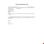 Authorization Letter Template for Credit Card Authorization example document template 