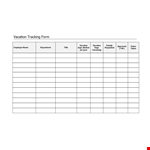 Employee Vacation Tracker Form - Track Employee Vacation by Department example document template