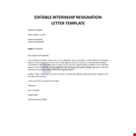 Sample Resignation Letter for Internship example document template