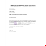 Job Rejection Letter example document template