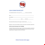 Donate Cash to Support Little League at Wilshire Riverside | Donation Cash example document template
