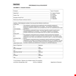 Performance Evaluation Report example document template