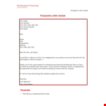 Resignation Letter Template - Simple Sample for Addressing example document template