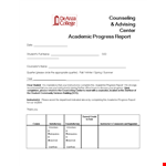 Counseling & Advising Center Academic Progress Report example document template