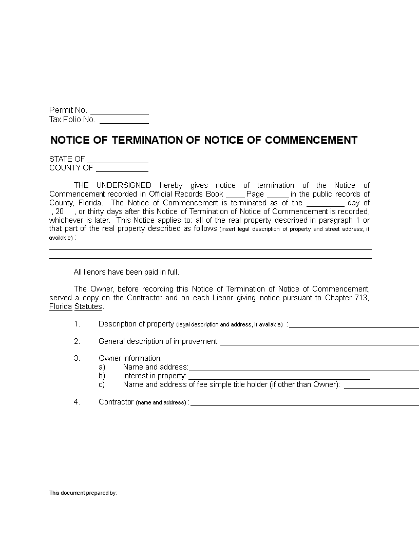 Notice Of Termination Of Commencement notice-of-termination-of-commencement