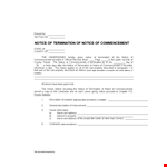 Notice Of Termination Of Commencement example document template