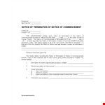 Notice Of Termination Of Commencement example document template 