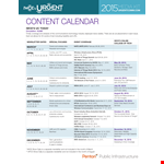 Sample Content Calendar Template for November - Wireless & Internet | Download Now example document template