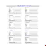 Email List Template - Efficiently Organize Contact Information for Address, Phone, and Neighbors example document template