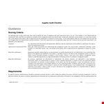 Supplier Audit Checklist example document template