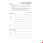 Shipment Transport example document template