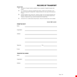 Shipment Transport example document template 