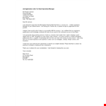 Job Application Letter For Bank Operations Manager example document template