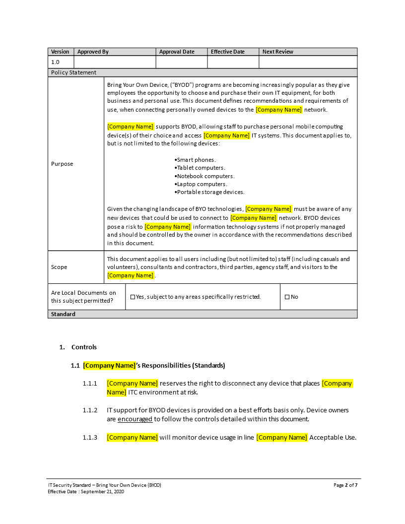 gdpr bring your own device byod policy example