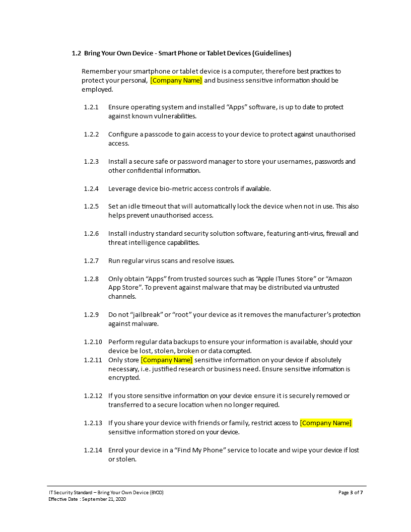 gdpr bring your own device byod policy sample
