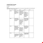 Analytic Rubric Template example document template