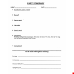Party Itinerary Example example document template 