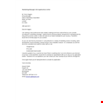 Marketing Manager Job Application | Sales Manager Application example document template