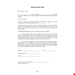 Media Release Form example document template