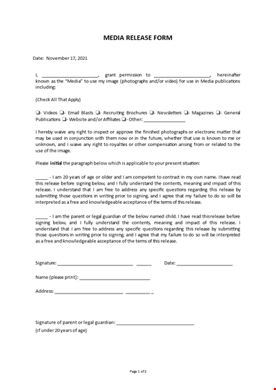 Media Release Form