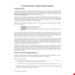 Complaint Final Response Letter example document template 