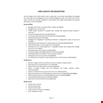 Data Analyst Job Description Sample example document template