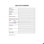 Executive Summary Form example document template