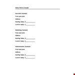 Salary History Template - Track Your Salary, Assistants, Address example document template