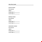 Salary History Template - Track Your Salary, Assistants, Address example document template 