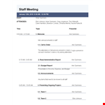 Staff Meeting Agenda Template example document template