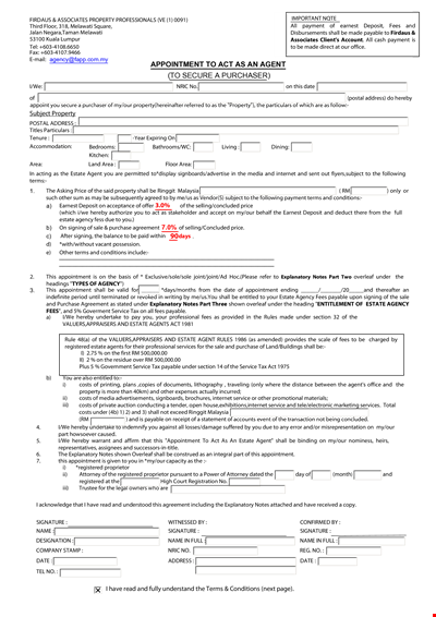 Example: "Property Agent Appointment Letter | Trusted Agency for Estate Services