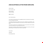 Job Acceptance Letter from Employee example document template 