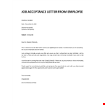 Job Acceptance Letter from Employee example document template