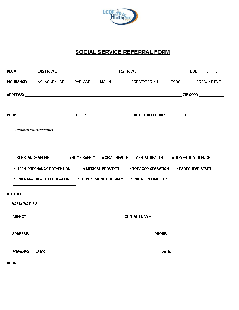 Service Referral Form Template
