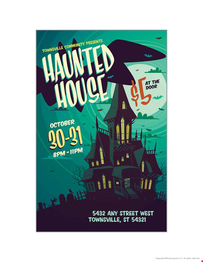 Haunted House Postcard Template Vdtxqwoosz