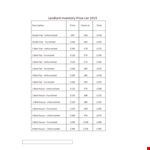 Landlord Price List example document template