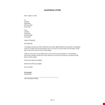 Acceptance Letter example document template