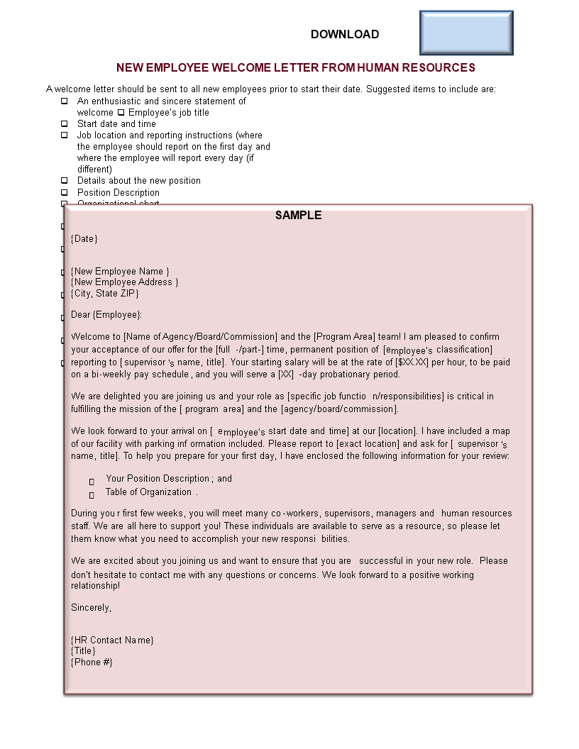 New Employees with a Letter Template Customize and Send