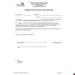 Safety Violation Warning Letter Template | Company Safety & Compliance | Cincinnati example document template