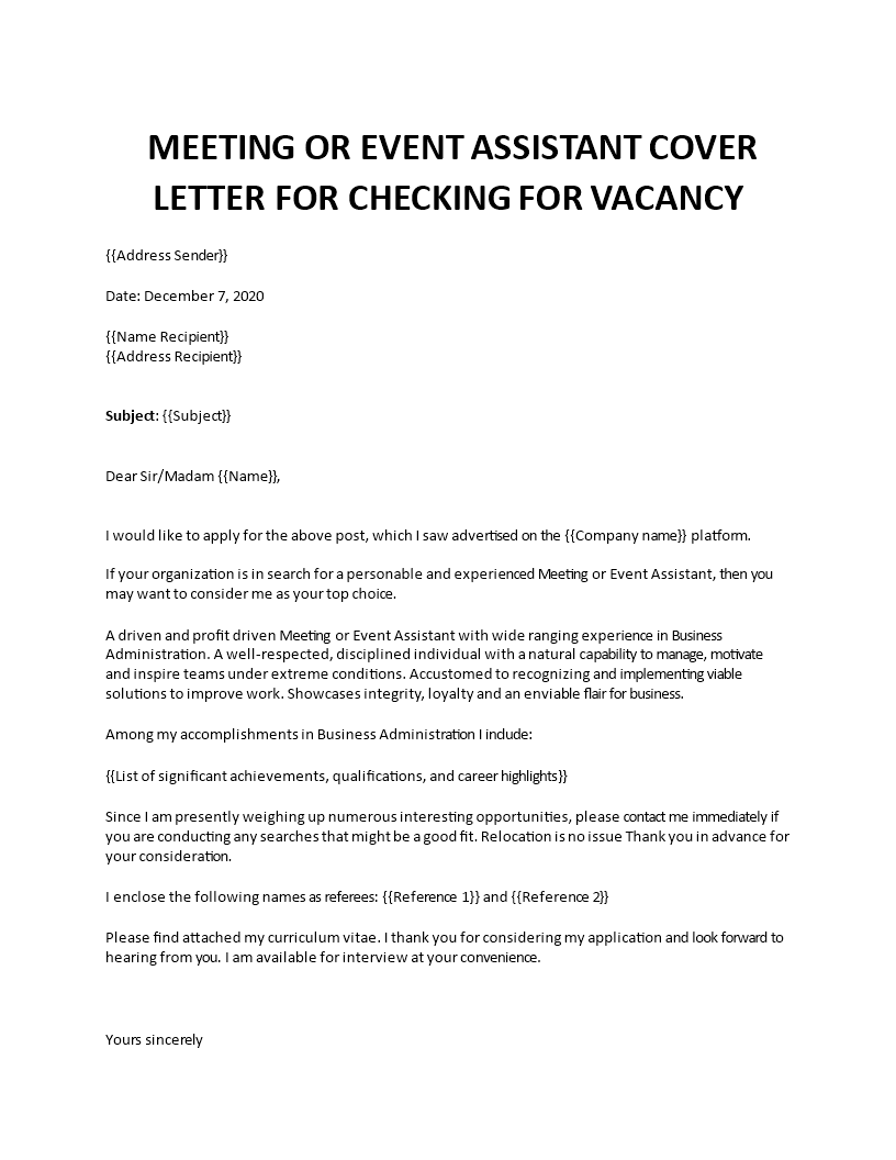 event coordinator manager cover letter template