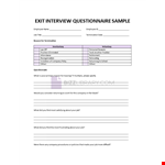 Exit Survey Questionnaire example document template 