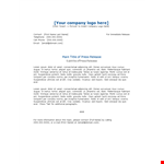 Professional Press Releases with Our Press Release Template example document template