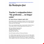 Sample Resignation Letter For Teacher With Reason example document template