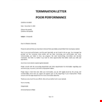 Termination letter poor performance example document template