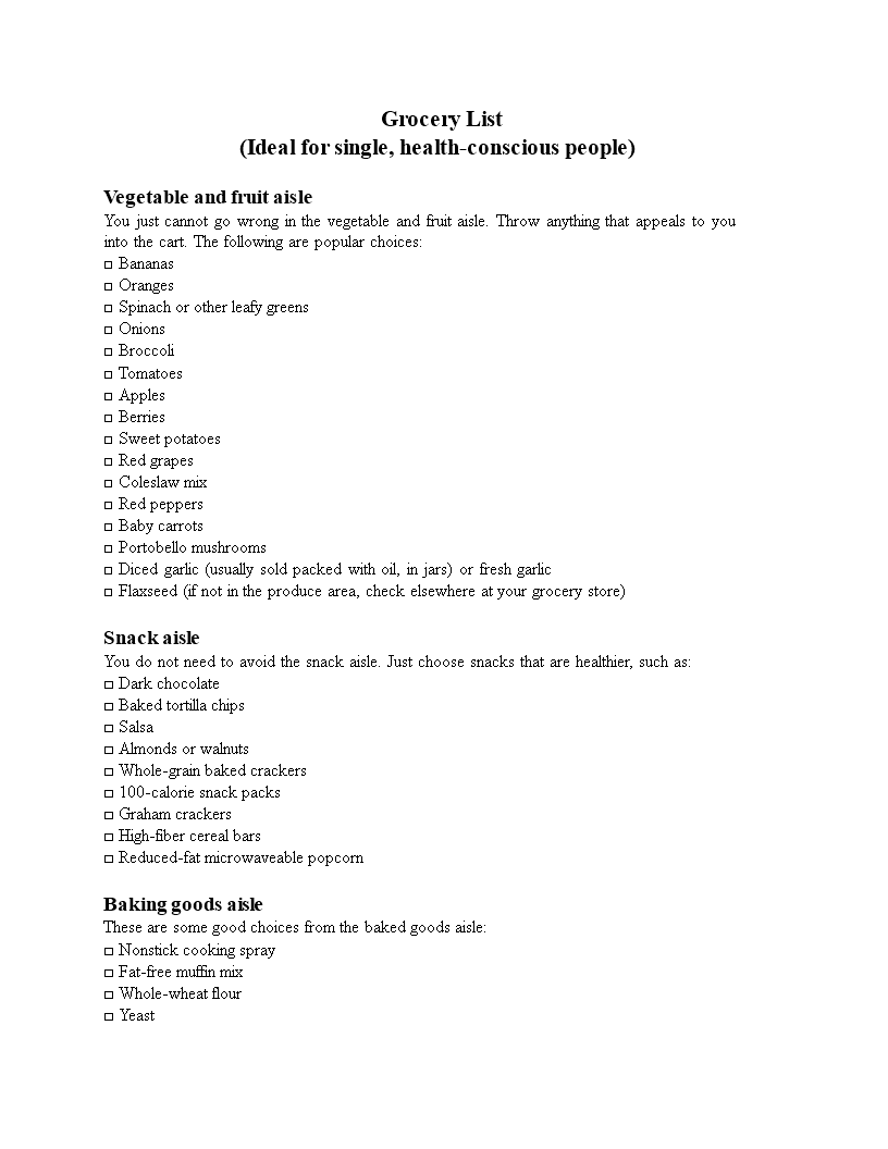 Printable Grocery List printable-grocery-list